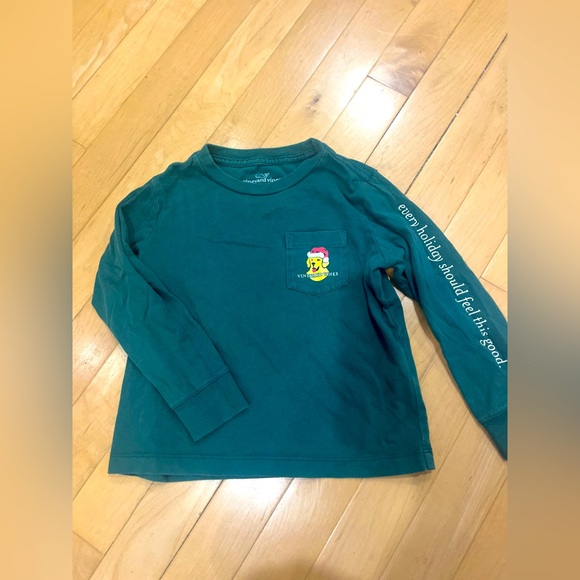 Kids Green Vineyard Vines Long Sleeve Christmas Shirt - Picture 2 of 5